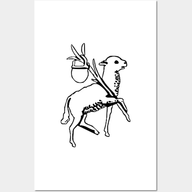 Lamb w/ Branch and Basket - white bkg Wall Art by DeoGratias